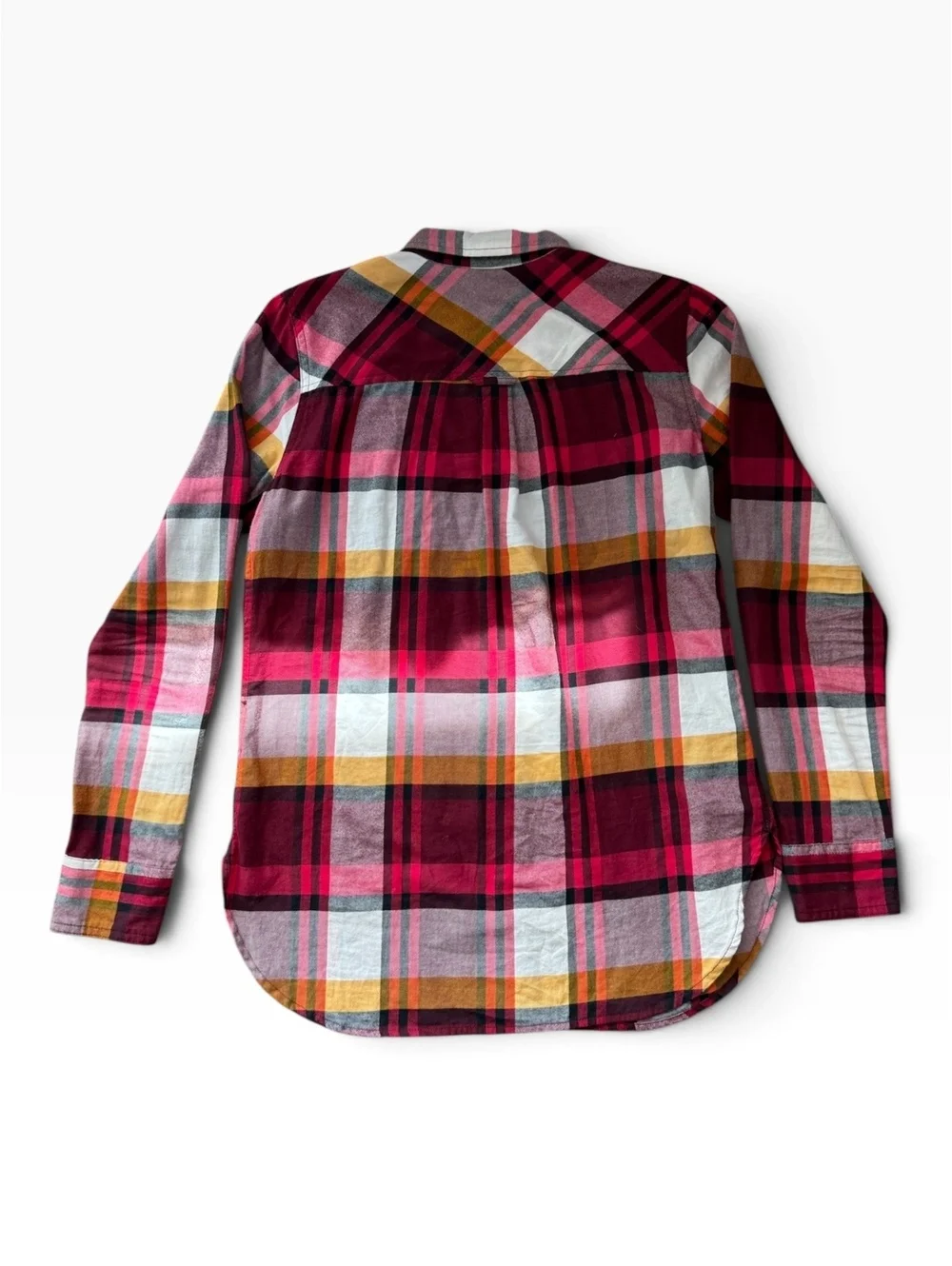 J.Crew Classic-Fit Boy Shirt Crinkle Magenta Plaid Button Down Top Size 0